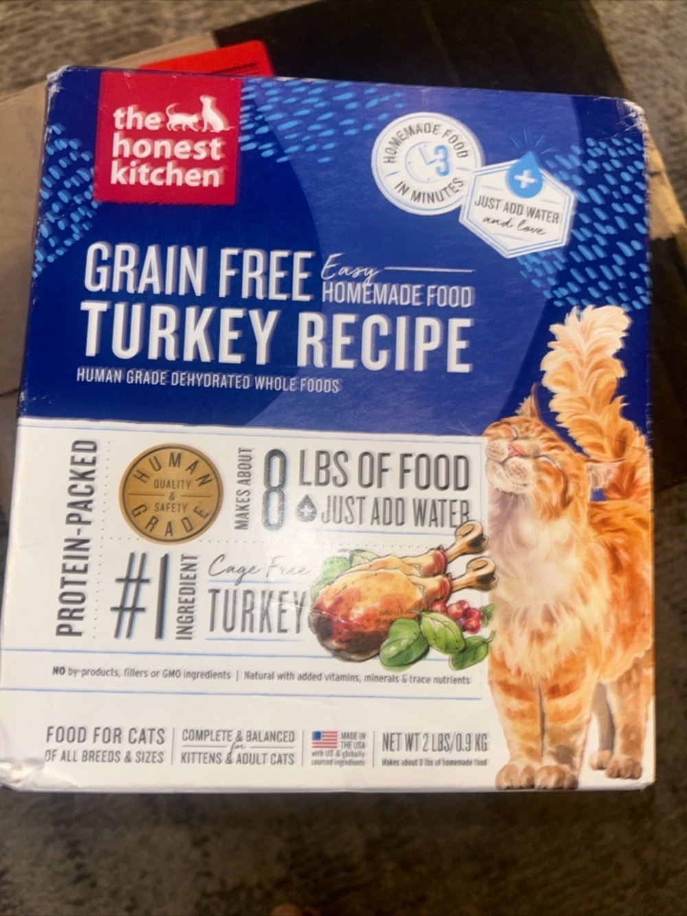 The Honest Kitchen Human Grade Dehydrated Grain Free Turkey Cat Food, 2 lb Box